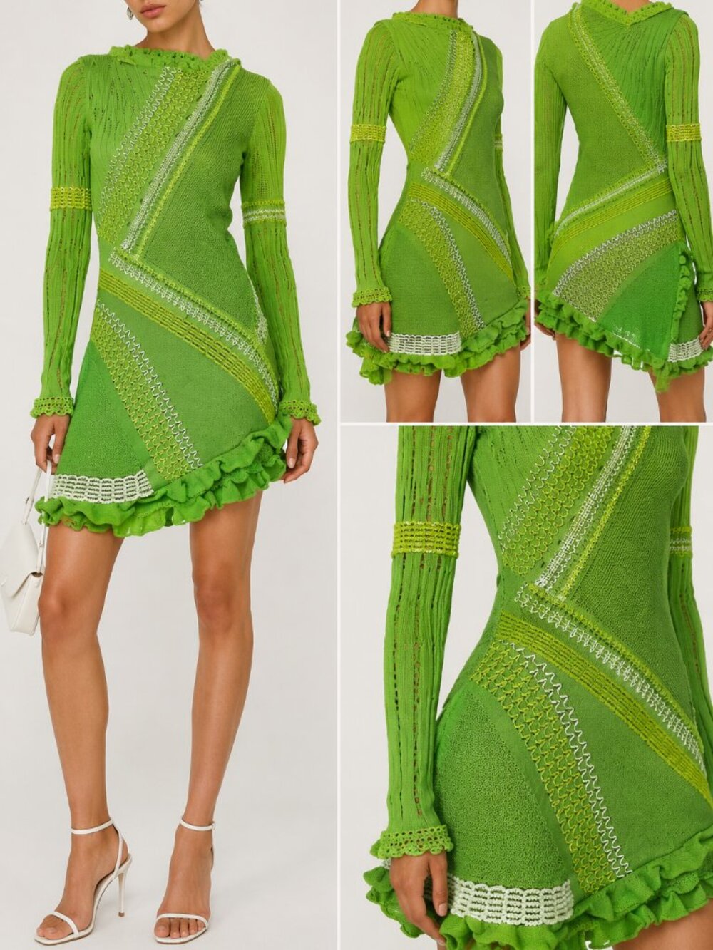 Roberta Einer Ali Cotton Knit Minidress in Green XS/S NWT - Picture 2 of 7